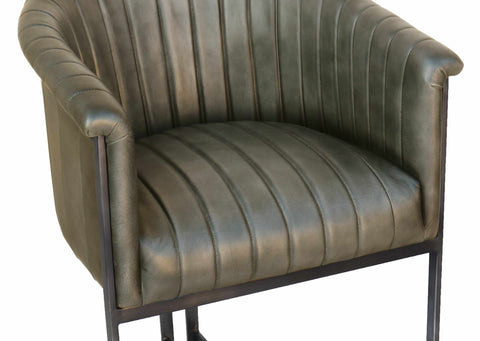 Ethan Leather Bar Stool - Olive