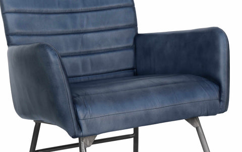Ezra Leather Chair - Blue