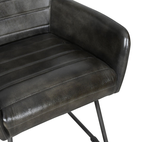Ezra Leather Chair - Charcoal