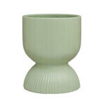 Fia Sage Ribbed Ceramic Planter