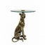 Gold Cheetah Side Table Glass Top
