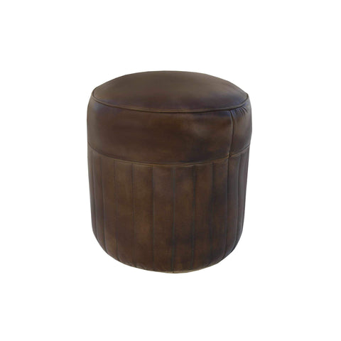 Maeto Leather Pouf - Charcoal