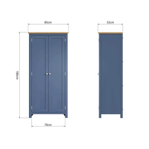 Roman Painted - 2 Door Full Hanging Wardrobe - Blue