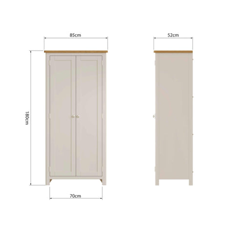 Roman Painted - 2 Door Full Hanging Wardrobe - Truffle