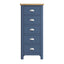 Roman Painted - 5 Drawer Narrow Chest - Blue