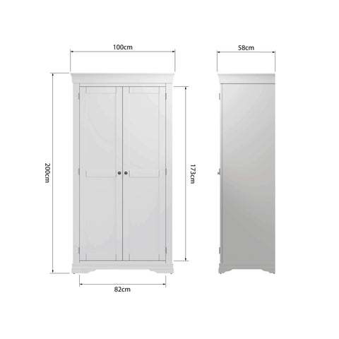 Swayne 2 Door Full Hanging Wardrobe - White