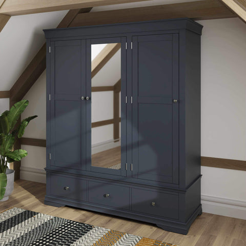 Swayne 3 Door 2 Drawer Wardrobe - Midnight Grey