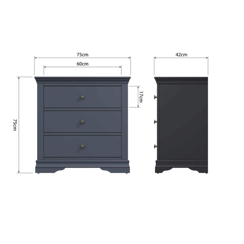 Swayne 3 Drawer Chest - Midnight Grey